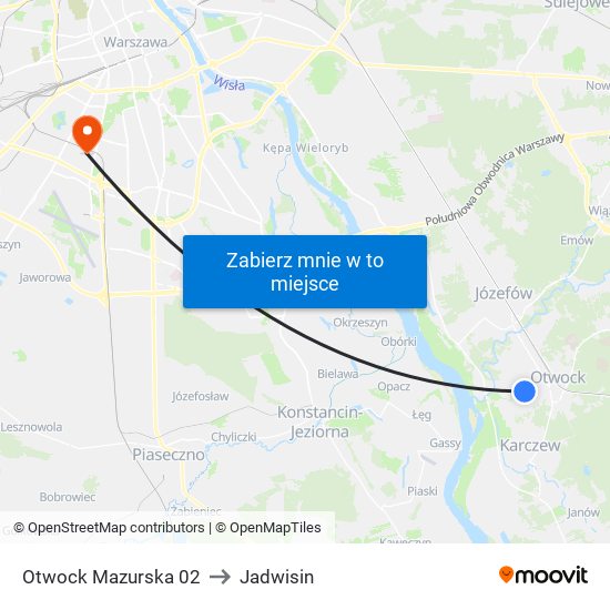 Otwock Mazurska 02 to Jadwisin map