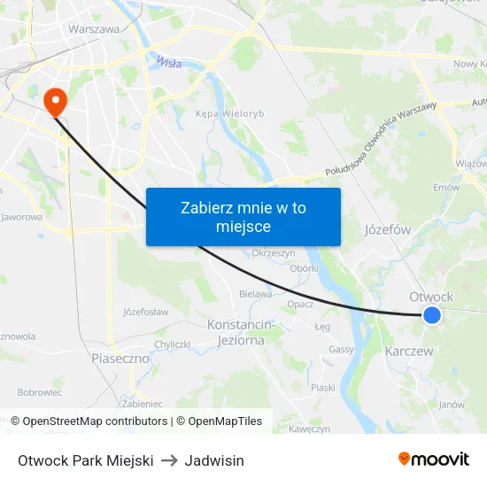 Otwock Park Miejski to Jadwisin map