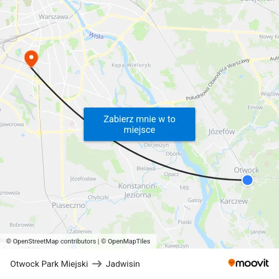 Otwock Park Miejski to Jadwisin map