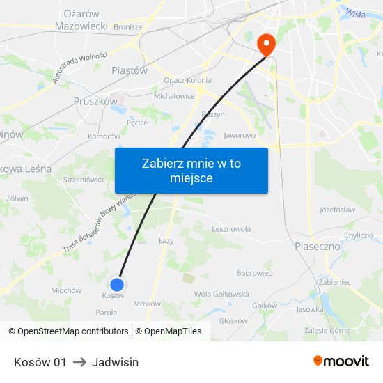 Kosów 01 to Jadwisin map