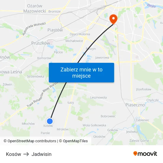 Kosów to Jadwisin map