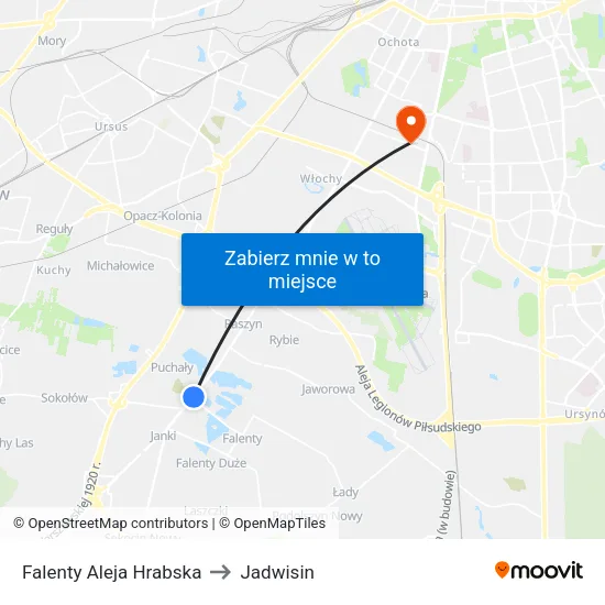 Falenty Aleja Hrabska to Jadwisin map