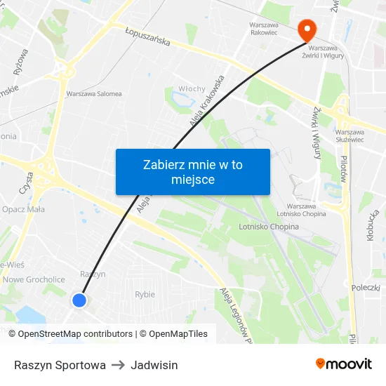 Raszyn Sportowa to Jadwisin map