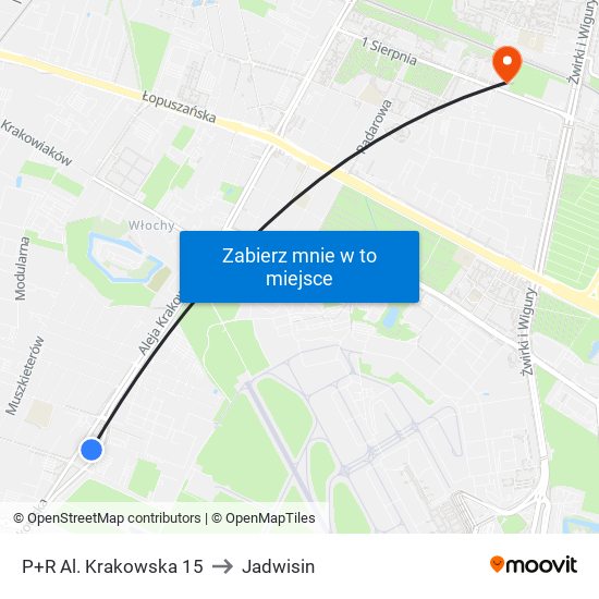 P+R Al. Krakowska 15 to Jadwisin map