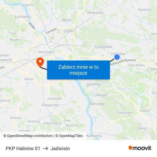 PKP Halinów 01 to Jadwisin map