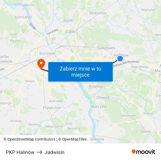 PKP Halinów to Jadwisin map