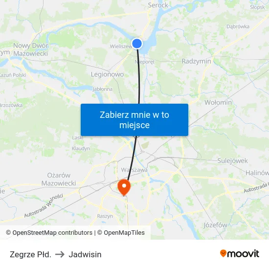 Zegrze Płd. to Jadwisin map