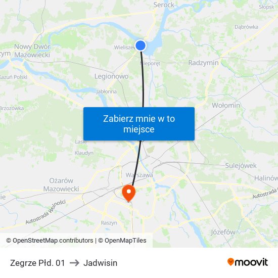 Zegrze Płd. to Jadwisin map