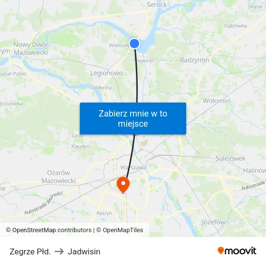 Zegrze Płd. to Jadwisin map