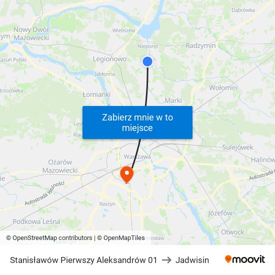 Stanisławów Pierwszy Aleksandrów 01 to Jadwisin map