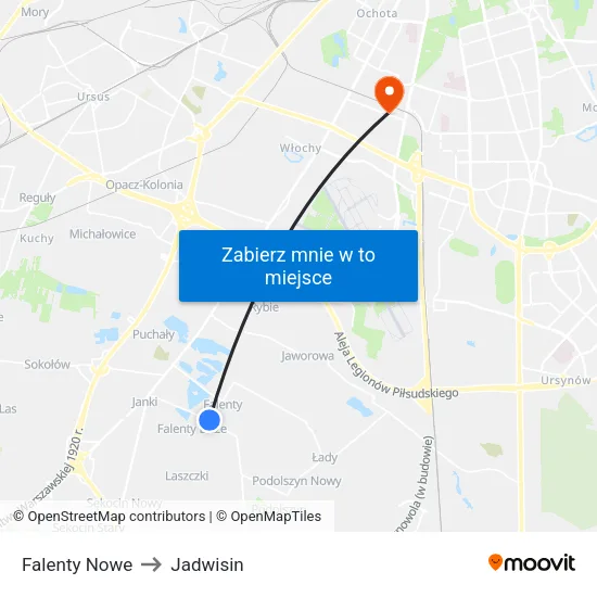 Falenty Nowe to Jadwisin map