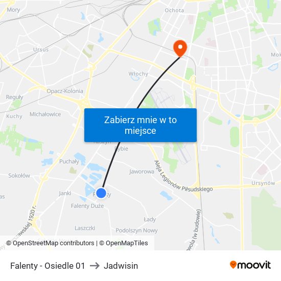 Falenty - Osiedle 01 to Jadwisin map