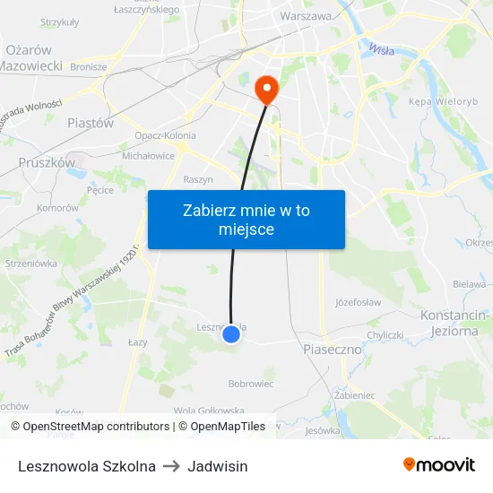Lesznowola Szkolna to Jadwisin map