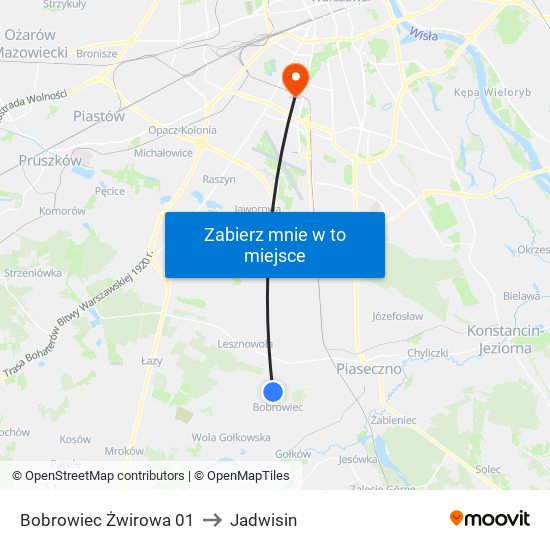 Bobrowiec Żwirowa 01 to Jadwisin map