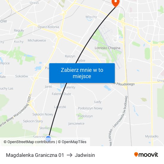 Magdalenka Graniczna 01 to Jadwisin map