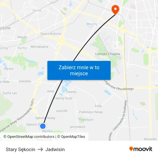 Stary Sękocin to Jadwisin map