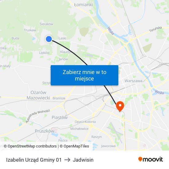 Izabelin Urząd Gminy 01 to Jadwisin map