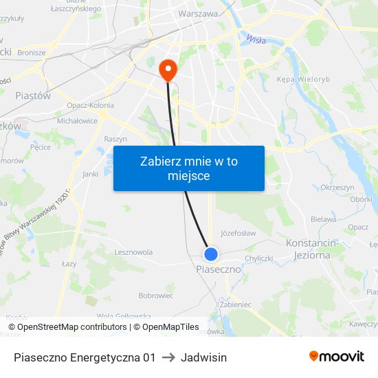 Piaseczno Energetyczna 01 to Jadwisin map