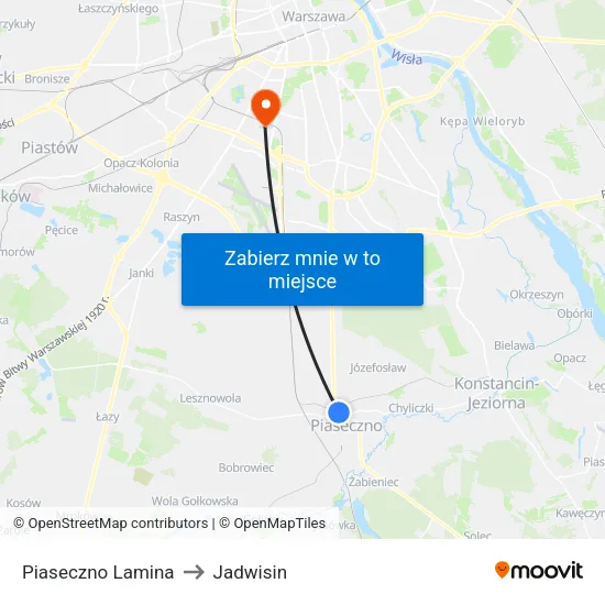 Piaseczno Lamina to Jadwisin map