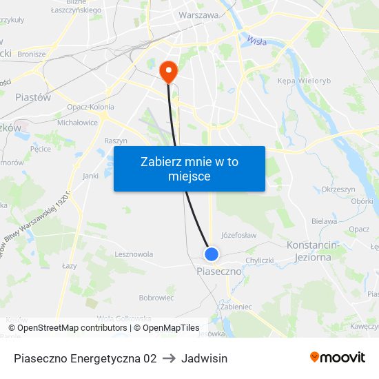 Piaseczno Energetyczna to Jadwisin map