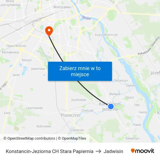 Konstancin-Jeziorna CH Stara Papiernia to Jadwisin map