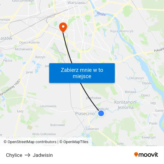 Chylice to Jadwisin map