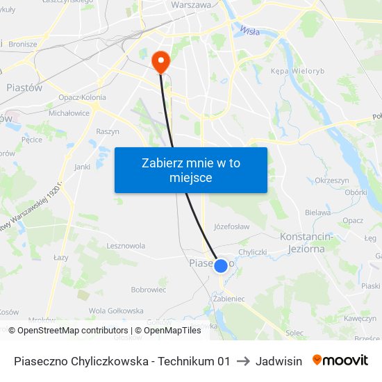 Piaseczno Chyliczkowska - Technikum 01 to Jadwisin map