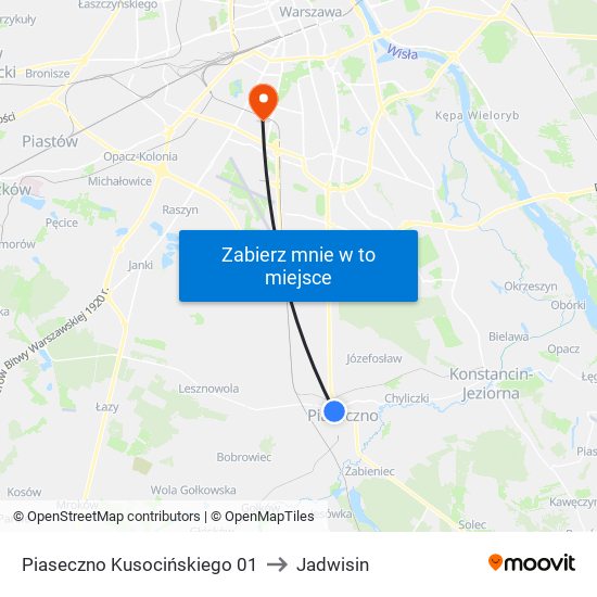 Piaseczno Kusocińskiego 01 to Jadwisin map