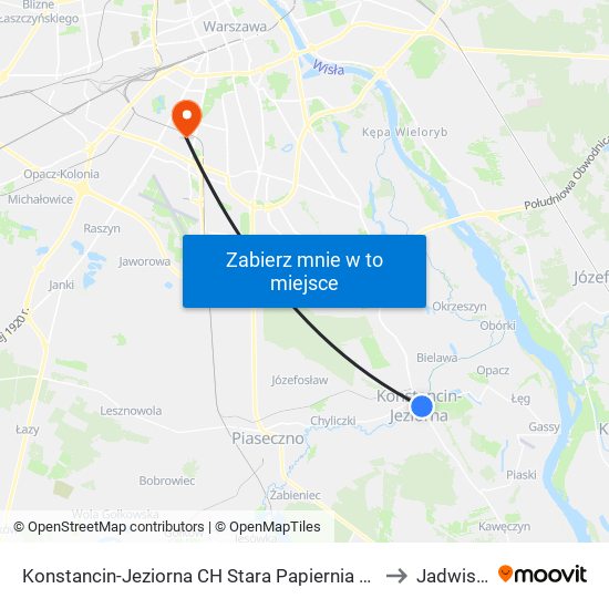 Konstancin-Jeziorna CH Stara Papiernia to Jadwisin map