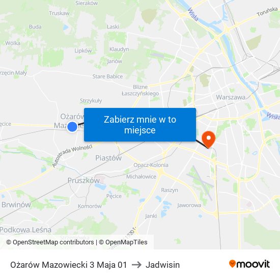 Ożarów Mazowiecki 3 Maja 01 to Jadwisin map