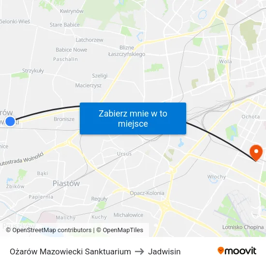 Ożarów Mazowiecki Sanktuarium to Jadwisin map
