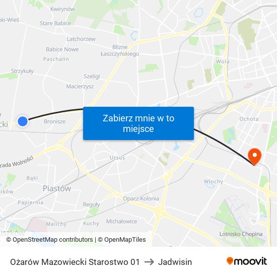 Ożarów Mazowiecki Starostwo 01 to Jadwisin map