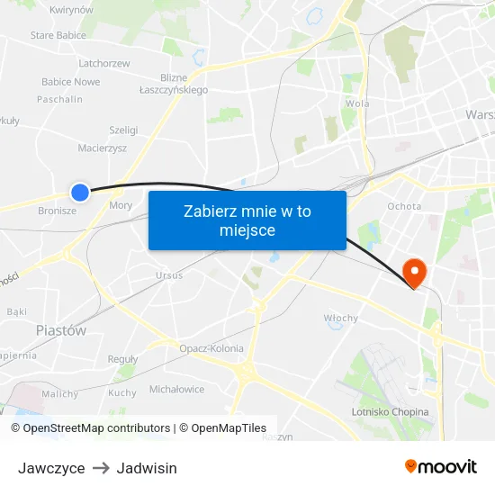 Jawczyce to Jadwisin map