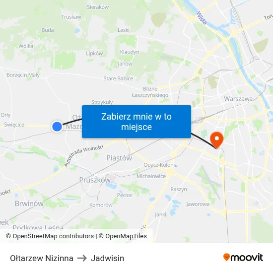Ołtarzew Nizinna to Jadwisin map