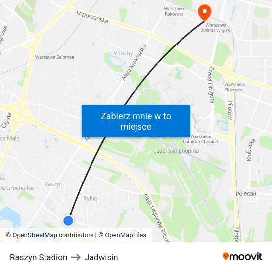 Raszyn Stadion to Jadwisin map