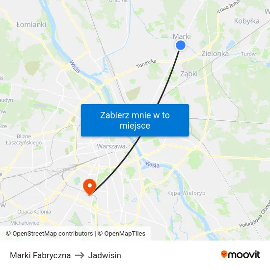 Marki Fabryczna to Jadwisin map