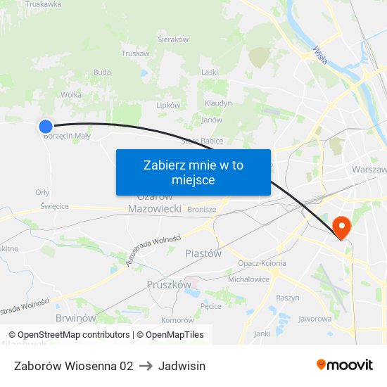 Zaborów Wiosenna to Jadwisin map