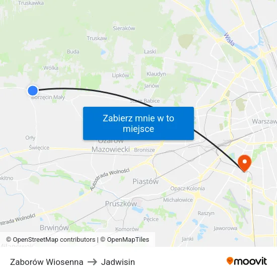 Zaborów Wiosenna to Jadwisin map