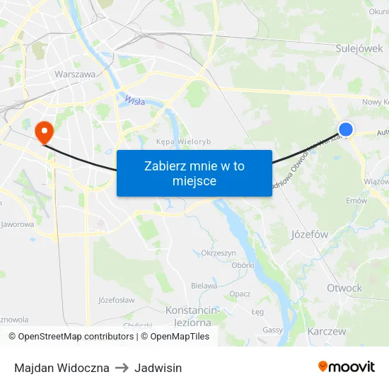 Majdan Widoczna to Jadwisin map