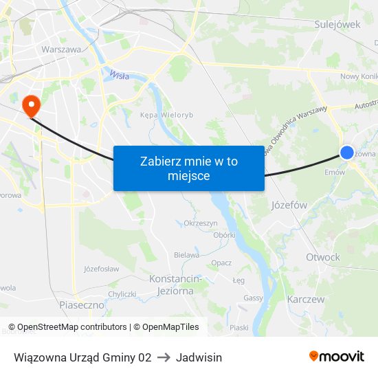 Wiązowna Urząd Gminy to Jadwisin map