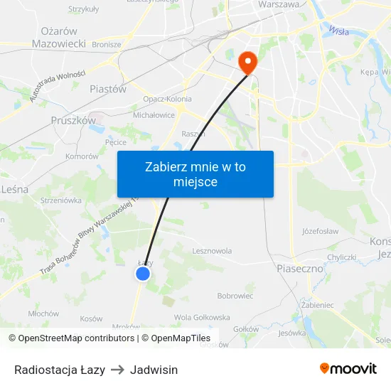 Radiostacja Łazy to Jadwisin map