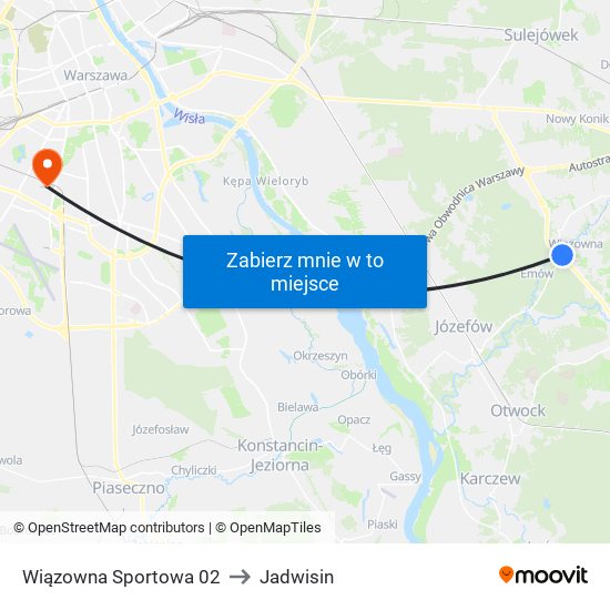 Wiązowna Sportowa 02 to Jadwisin map