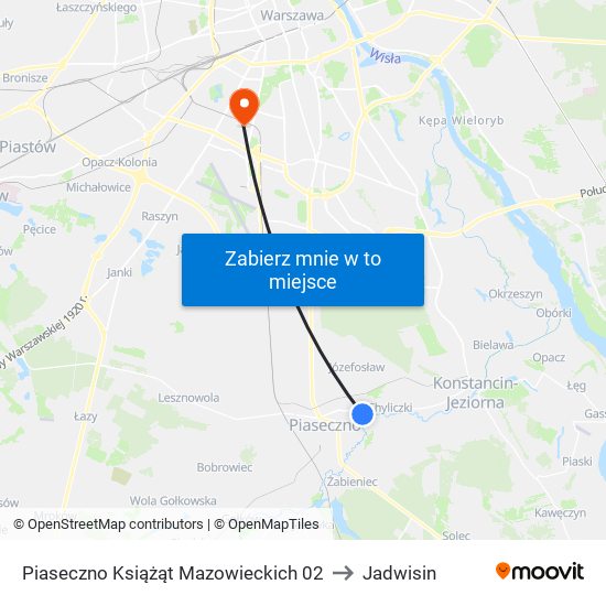 Piaseczno Książąt Mazowieckich 02 to Jadwisin map