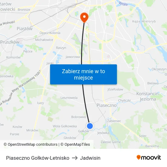 Piaseczno Gołków - Letnisko to Jadwisin map