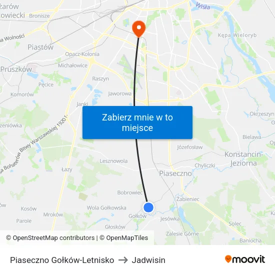 Piaseczno Gołków - Letnisko to Jadwisin map