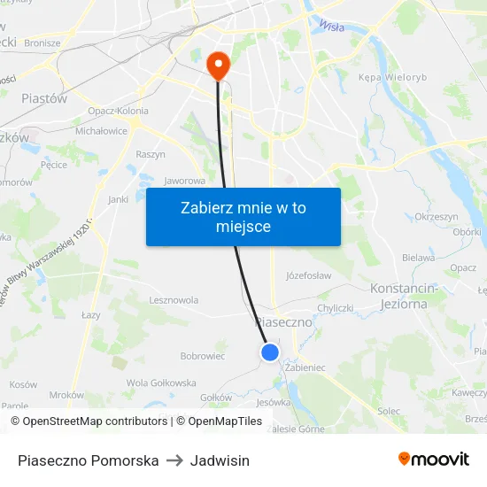 Piaseczno Pomorska to Jadwisin map