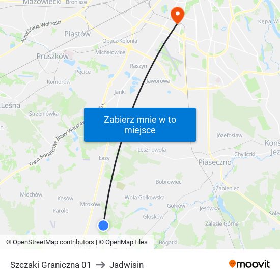 Szczaki Graniczna 01 to Jadwisin map