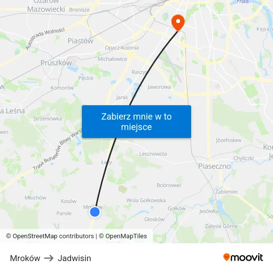 Mroków to Jadwisin map