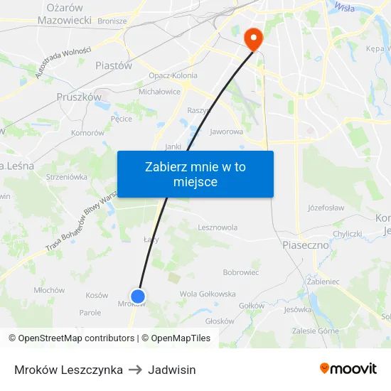Mroków Leszczynka to Jadwisin map