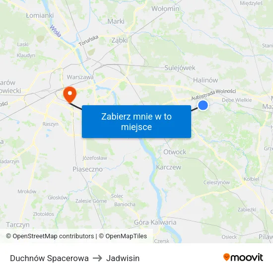Duchnów Spacerowa to Jadwisin map